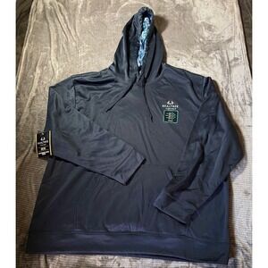 Realtree Fishing Mens Performance Fleece Hoodie Navy Blue Camo Lined 2XL NWT